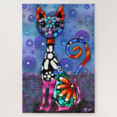 Whimsical Big-Eyed Funky Abstract Kitty Cat Puzzle (Vertikal)