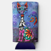 Whimsical Big-Eyed Funky Abstract Kitty Cat Selters Dosenkühler (Rückseite)