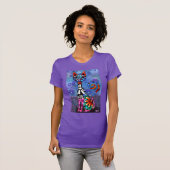 Whimsical Big-Eyed Funky Abstract Kitty Cat T-Shirt (Vorne ganz)
