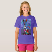Whimsical Big-Eyed Funky Abstract Kitty Cat T-Shirt (Vorne ganz)