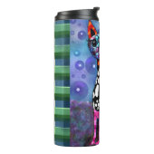 Whimsical Big-Eyed Funky Abstract Kitty Cat Thermosbecher (Nach links gedreht)