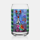 Whimsical Big-Eyed Funky Kitty Cat Abstract Dosenglas (Vorderseite)