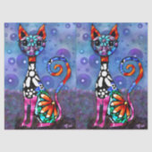 Whimsical Big-Eyed Funky Kitty Cat Decoupage Seidenpapier (Vorderseite)