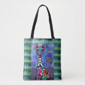 Whimsical Big-Eyed Funky Kitty Cat Personalized Tasche (Vorderseite)