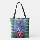 Whimsical Big-Eyed Funky Kitty Cat Personalized Tasche (Rückseite)