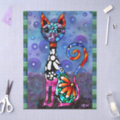 Whimsical Big-Eyed Funky Kitty Katze Decoupage Seidenpapier (Basteln)