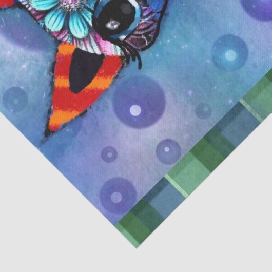 Whimsical Big-Eyed Funky Kitty Katze Decoupage Seidenpapier (Detail)