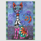 Whimsical Big-Eyed Funky Kitty Katze Decoupage Seidenpapier (Vorderseite)