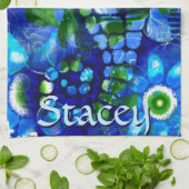 Whimsical Big-Eyes Seahorse Art Blue Personalized Geschirrtuch (Gefaltet)