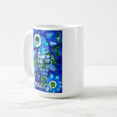 Whimsical Big-Eyes Seahorse Art Blue Personalized Kaffeetasse (Vorderseite Links)