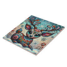 Whimsical Big Eyes Weihnachts Rentier Folklorekuns