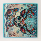 Whimsical Big Eyes Weihnachts Rentier Folklorekuns Puzzle (Horizontal)