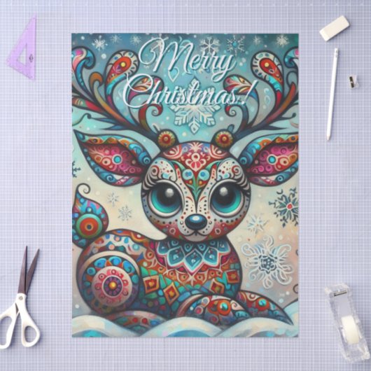 Whimsical Big Eyes Weihnachtsmann Dekoupage Seidenpapier (Basteln)