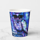 Whimsical Big Mit Augen Abstrakt Owl Blue Green Li Pappbecher (Vorderseite)
