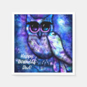 Whimsical Big Mit Augen Abstrakt Owl Blue Green Li Serviette (Vorderseite)