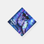 Whimsical Big Mit Augen Abstrakt Owl Blue Green Li Serviette (Ecke)