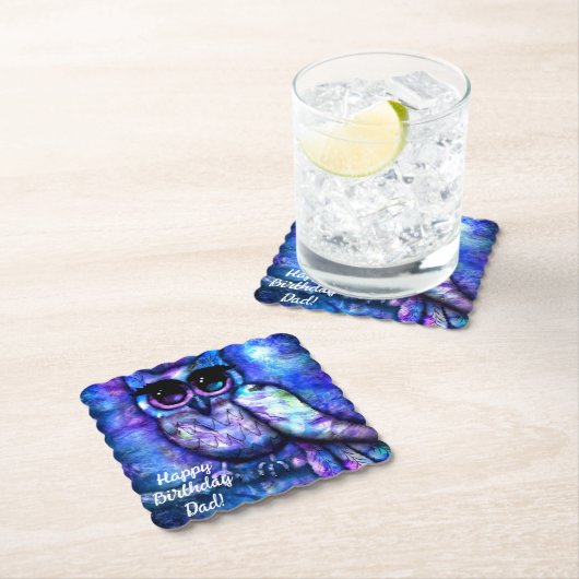 Whimsical Big Mit Augen Abstrakt Owl Blue Green Li Untersetzer (Vor Ort)