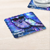 Whimsical Big Mit Augen Abstrakt Owl Blue Green Li Untersetzer (angewinkelt)