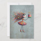 Whimsical Big Mit Augen Birthday Girl Einladung (Rückseite)