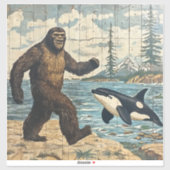 Whimsical Bigfoot und Orca Aufkleber (Blatt)
