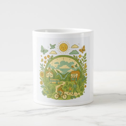 Whimsical Bike Riding Jumbo-Tasse (Vorderseite)