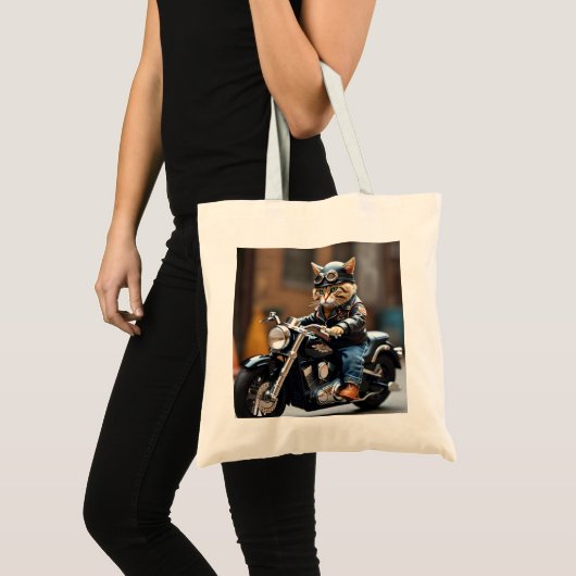 Whimsical Biker Cat Tasche (Vorderseite (Produkt))