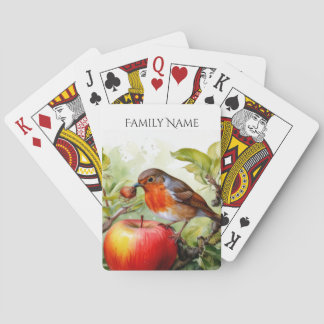 Whimsical Bird & Apple Delight Playing Cards Spielkarten
