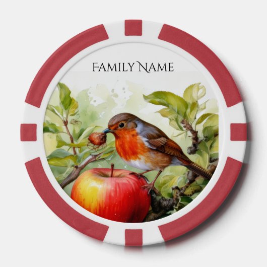 Whimsical Bird & Apple Delight Pokerchips (Vorderseite)