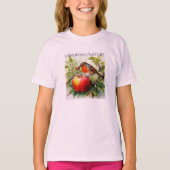 Whimsical Bird & Apple Delight T-Shirt (Vorderseite)