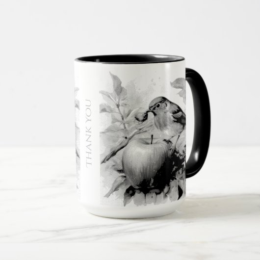 Whimsical Bird & Apple Delight Tasse (VorderseiteRechts)