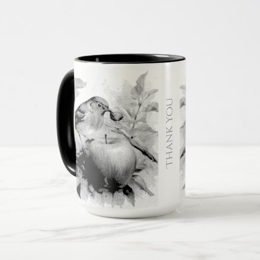Whimsical Bird & Apple Delight Tasse (Vorderseite Links)