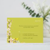 Whimsical Bird Apple Green Wedding RSVP Karte (Stehend Vorderseite)