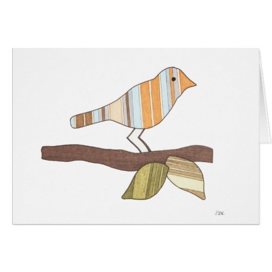 Whimsical Bird Art Notecard (Vorderseite (Horizontal))
