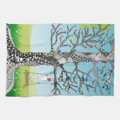 Whimsical Bird auf einem Baum Swing Kittuch Geschirrtuch (Horizontal)