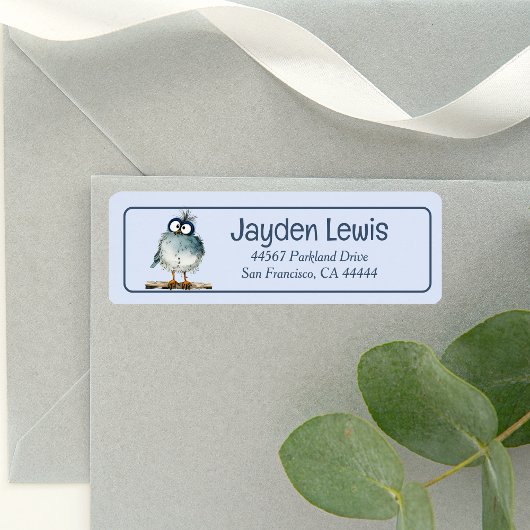 Whimsical Bird auf einer Zweigstelle-Rücksendeadre