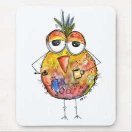 Whimsical Bird Drink Coffee Mousepad