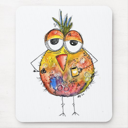 Whimsical Bird Drink Coffee Mousepad (Vorne)