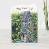 Whimsical Bird House Bird Mother Day Card Karte (Vorderseite)