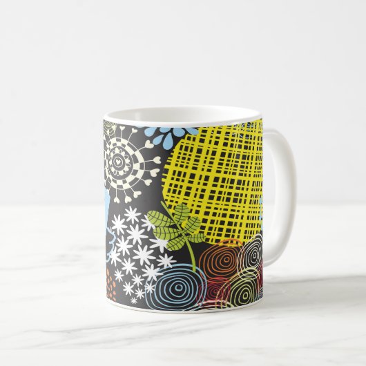 “Whimsical Bird in a Floral Wonderland Kaffeetasse (VorderseiteRechts)