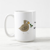 Whimsical Bird mit einem Sprig Holly Kaffeetasse (Links)
