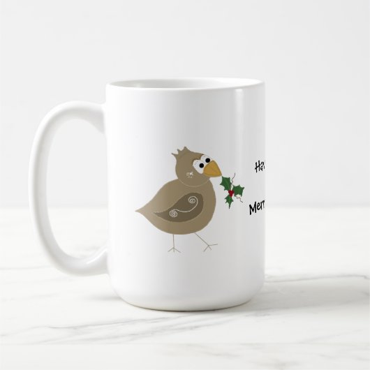 Whimsical Bird mit einem Sprig Holly Kaffeetasse (Links)