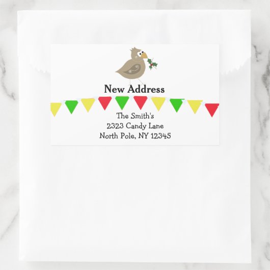 Whimsical Bird New Address Rechteckiger Aufkleber (Tasche)