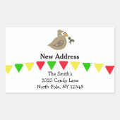 Whimsical Bird New Address Rechteckiger Aufkleber (Vorderseite)