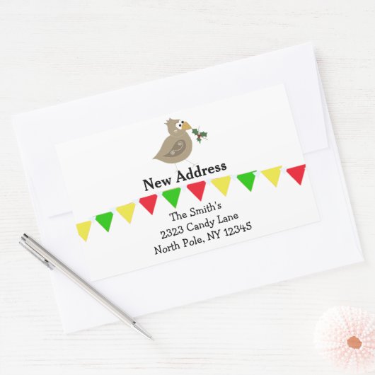 Whimsical Bird New Address Rechteckiger Aufkleber (Umschlag)