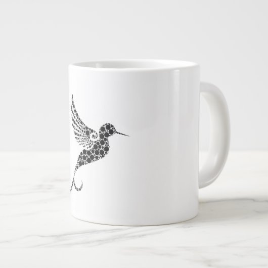 Whimsical Bird Pattern Illustration Coffee Mug Jumbo-Tasse (Vorderseite Rechts)