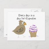 Whimsical Bird und Cupcake Postkarte (Vorne/Hinten)