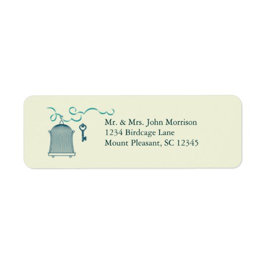 Whimsical Birdcage Wedding Label (Vorne)