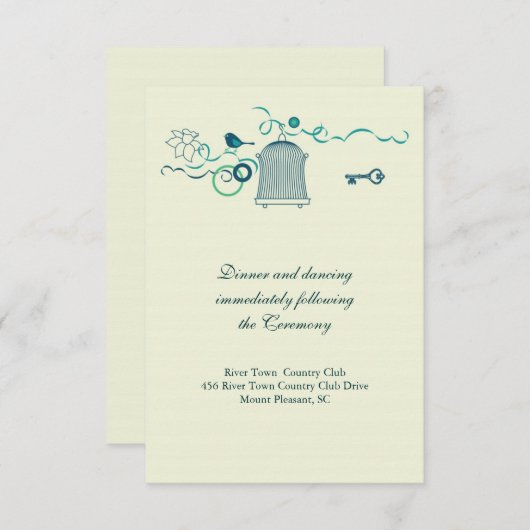 Whimsical Birdcage Wedding Response Card Einladung (Vorne/Hinten)
