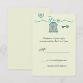 Whimsical Birdcage Wedding RSVP Card Karte (Vorne/Hinten)