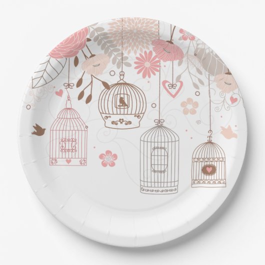 Whimsical Birdcages Pappteller (Vorderseite)
